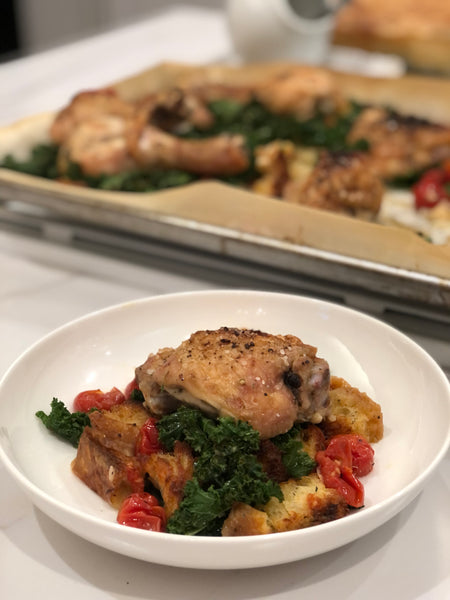 Roasted Chicken w/ Kale and Tomato Panzanella