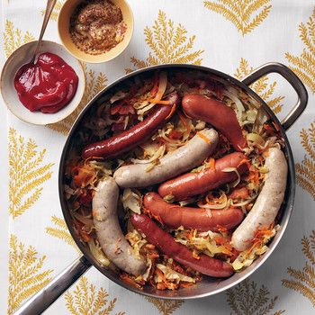 German Sausages with Quick Kraut & Curry Ketchup