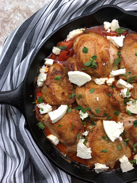 Chicken Thighs w/ Tomatoes & Feta