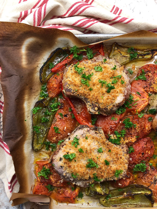 Parmesan-Crusted Pork Chops with Tomatoes