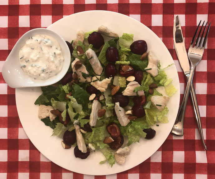 Seared Chicken Salad with Cherries & Goat Cheese Dressing