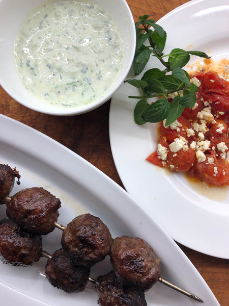 Skewered Greek Meatballs