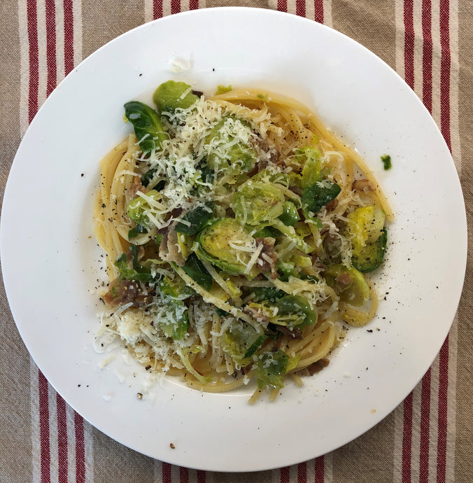 Spaghetti with Brussel Sprouts & Bacon